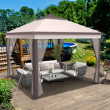 Tangkula 11x11 Ft Pop up Gazebo, 2-Tier Patio Gazebo with Netting, Carry Bag