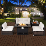 Tangkula 6-Piece Patio Furniture Set with 42 Inches Propane Fire Pit Table