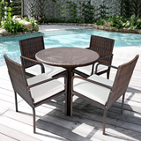 PATIOJOY Outdoor Patio Wicker Chairs Set of 4, with Heavy Duty Steel Frame and Soft Cushions (Brown)