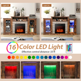 Tangkula Electric Fireplace TV Stand, Electric Fireplace Mantel with 16-Color Led Lights