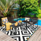 Tangkula 4 Pieces Patio Furniture Set, Outdoor Conversation Sofa Set with Coffee Table