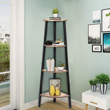 Industrial Corner Shelf, 4-Tier Ladder Bookshelf, Metal Frame Storage Rack