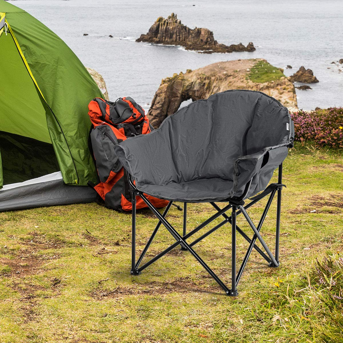 Padded folding camping chair deals