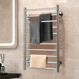 Towel Warmer, Home Bathroom 10 Bar Stainless Steel Space Saving Plug-in Wall Mounted Cloth Towel Heated Drying Rack
