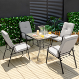 Tangkula Patio Dining Chair Set of 4, 4-Piece Stackable Upholstered Leisure Chair with Armrests