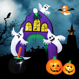 Tangkula 9 FT Tall Halloween Inflatable Castle Archway, Blow-up Walkway w/ Spider, Ghosts, Pumpkins, Cauldron