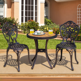 Tangkula 3 Piece Cast Aluminum Bistro Set