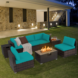 Tangkula 8 Piece Outdoor Wicker Sofa Set, Patio Rattan Conversation Set