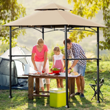 Tangkula 8"x 5" Grill Gazebo, Outdoor Patio Barbecue Gazebo Shelter with LED Lights