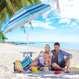 Tangkula 6.5 FT Beach Umbrella with Table, Windproof Ventilated Sunshade Shelter with Tilt Mechanism