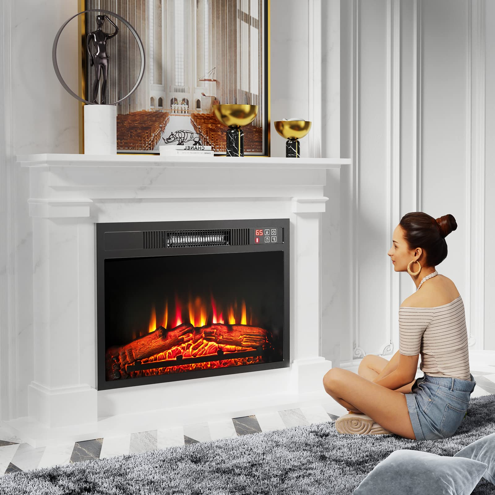 23 inch Electric Fireplace Insert - Tangkula