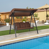 Tangkula 3-Seater Porch Swing, Outdoor Swing with Adjustable Tilt Canopy & Removable Soft Cushions