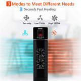 Oscillating Ceramic Tower Heater, 30.5-Inch Portable Room Heater 750W/1500W with 8H Timer