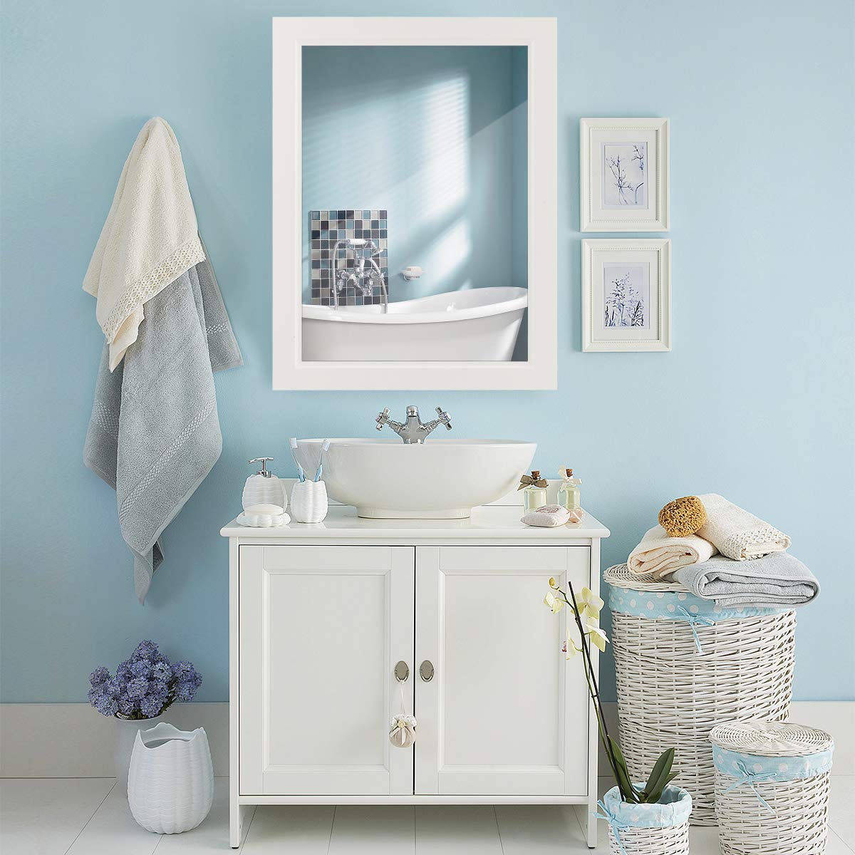 Mirrored Bathroom Cabinet, Wall Mount Storage Organizer