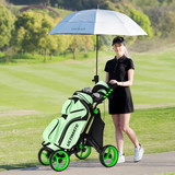 Tangkula Golf Push Pull Cart, Lightweight Aluminum Collapsible 4 Wheels Golf Push Cart, Golf Trolley with Waterproof Bag & Foot Brake