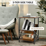 3-Tier Accent End Table with Book Record Shelve
