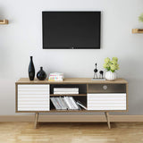 Tangkula Mid-Century Modern TV Stand for TVs up to 65 Inch, Wooden TV Console Table with Storage Shelves