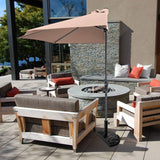 9 ft Half Round Outdoor Patio Umbrella, Market Umbrella with Crank and 5 ribs