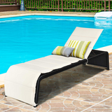 Tangkula Outdoor Chaise Lounge Chair, 5-Position Adjustable Rattan Recliner Chair