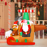 Tangkula Christmas Inflatable Santa Claus with Airplane