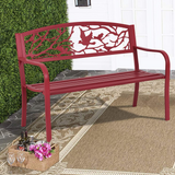 Outdoor Garden Bench Park Bench, Patio Red Bird Bench Loveseat W/Backrest & Armrests