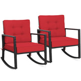 Tangkula Wicker Rocking Chair, Outdoor Glider Rattan Rocker Chair with Heavy-Duty Steel Frame