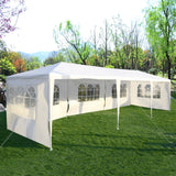Tangkula 10'x30' Outdoor Canopy Tent Heavy Duty Party Wedding Event Tent Sturdy Steel Frame with 5 Removable Sidewalls Waterproof