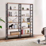 Tangkula Bookshelves and Bookcases, 80 Inch Double Wide 6 Tier Bookshelf (60" L x 13.5" W x 80" H)