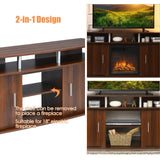 Modern TV Stand for TVs up to 70 Inches, Living Room Console Table w/2 Cabinets & Open Shelves