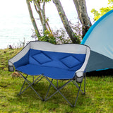 Tangkula Loveseat Camping Chair, Folding Camp Chair with Padded Seat