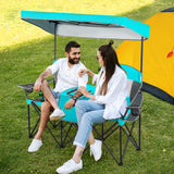Tangkula Loveseat Camping Chair with Adjustable Shade Canopy