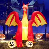 Tangkula 10 FT Halloween Inflatable Giant Fire Dragon, Blow-up Outdoor Halloween Decorations with Built-in LED Lights