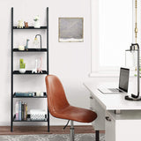 5-Tier Ladder Shelf, Wall-Leaning Bookshelf w/ Open Shelves, Plant Flower Stand