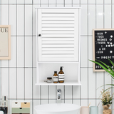 Tangkula Medicine Cabinet, Wall Mounted Bathroom Cabinet Single Door Wooden Bathroom Wall Cabinet with Adjustable Shelf
