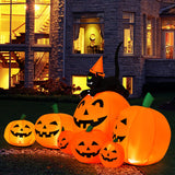 7.5 FT Halloween Inflatable Pumpkin Combo W/Witch Black Cat