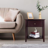 Tangkula End Table with Drawer, Nightstand w/Drawer and Storage Shelf