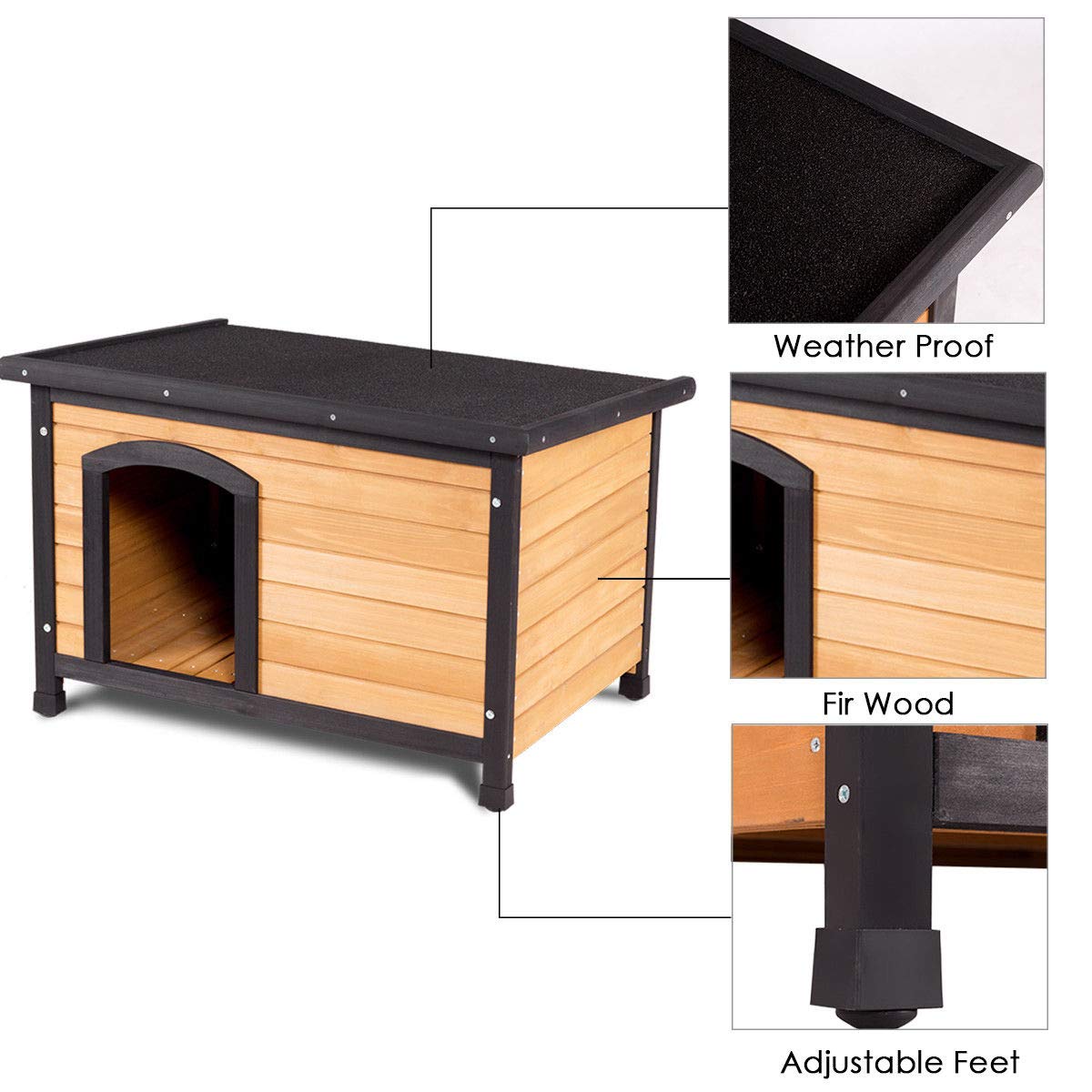 Wooden Dog House Outdoor Indoor - Tangkula