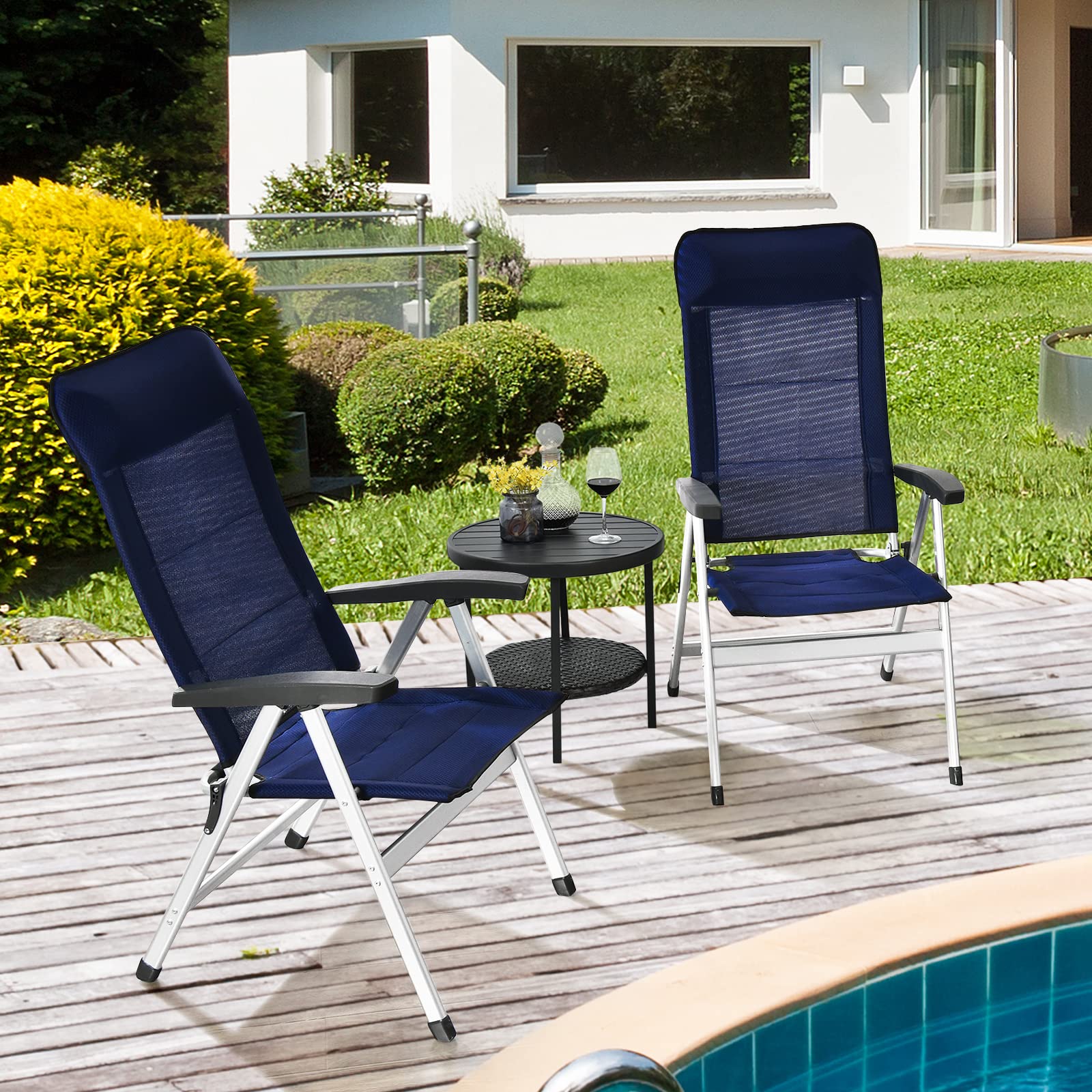 brunner campingstuhl kerry slim Tangkula Patio Folding Chairs, Portable Reclining Chairs with 7-Position Adjustable Back & Padded Headrest, 1