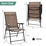 Tangkula 2 Pcs Outdoor Patio Chair Space Saving Stackable Portable Steel Frame