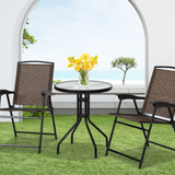 Tangkula 3 Pieces Patio Bistro Set, Outdoor Folding Chairs & Table Set