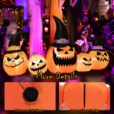 Tangkula 8 Ft Halloween Inflatable Pumpkin Family, Waterproof Halloween Yard Decoration with Built-in LED Lights, Sandbag