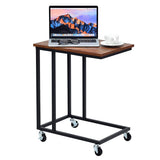 Tangkula Industrial Mobile Side Table, Movable End Table for Coffee Tablet