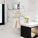 Tangkula Wall Mount 2 Tier Bathroom Shelf with Towel Bars, 18"W X 10"D X 22"H
