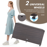 Tangkula 133 Gallon Deck Storage Box, Patio Rattan Storage Container with 2 Universal Wheels