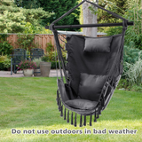 Tangkula Hammock Chair, Hanging Rope Swing with Head Pillow