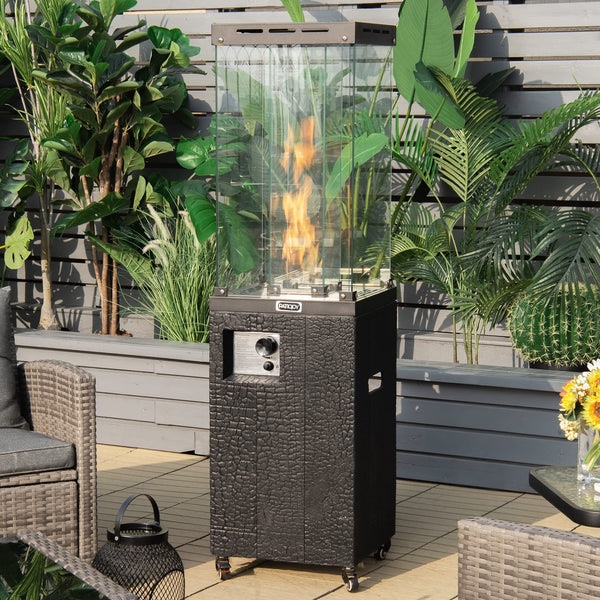 Tangkula 41,000 BTU Propane Patio Heater with Waterproof Cover, Outdoor Heater with Lockable Wheels, Adjustable Feet, Tempered Glass Tube, Suitable