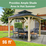 Tangkula 10 x 10 FT Outdoor Hardtop Gazebo, Double Roof Patio Gazebo with Cedar Wood Frame & Galvanized Steel Top