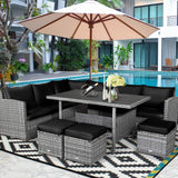 7 Pieces Patio Furniture Set, Outdoor Sectional Rattan Sofa Set with Cushions