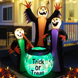 Tangkula 8 FT Inflatable Halloween Witches Holding Cauldron, Quick Blow up Halloween Sorceresses