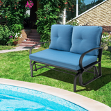 Tangkula 2-Person Outdoor Glider Bench, Swing Seat Bench with Seat & Back Cushions, Sturdy Rustproof Steel Frame